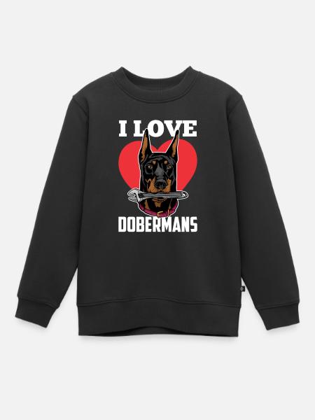 Ich Liebe Dobermänner Hunde Doberman Dobermann - Kinder Premium Organic Sweatshirt - Schwarz