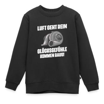 Luft geht rein Glücksgefühle kommen raus! - Kinder Premium Organic Sweatshirt - Schwarz - Vorne - AI Model Kid Female (0cm)