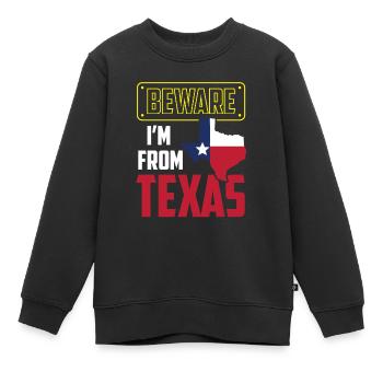 Achtung: Ich Komme Aus Texas Texanisch Texaner - Kinder Premium Organic Sweatshirt - Schwarz - Vorne - AI Model Kid Female (0cm)