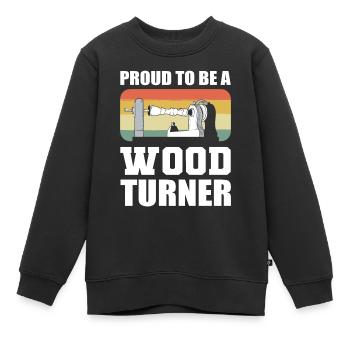 Fier d’être un tourneur sur bois - Sweat Premium enfant bio - noir - Devant - AI Model Kid Female (0cm)