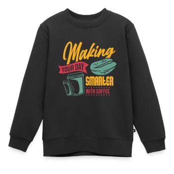 Make your Day Smart Coffee - Kinder Premium Organic Sweatshirt - Schwarz - Vorne - AI Model Kid Female (0cm)
