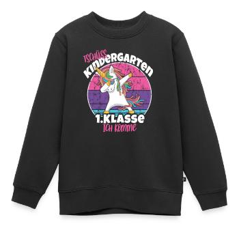 Tschüss Kindergarten erste Klasse ich komme - Kinder Premium Organic Sweatshirt - Schwarz - Vorne - AI Model Kid Female (0cm)