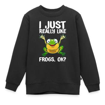 Lustiger Frosch Geschenk für Kinder Männer Frauen Cool Kaulquappe Fr - Kinder Premium Organic Sweatshirt - Schwarz - Vorne - AI Model Kid Female (0cm)