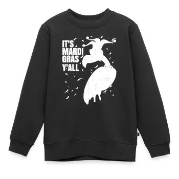 Drôle de Rétro Flamant Mardi Gras Son Mardi Gras Yal - Sweat Premium enfant bio - noir - Devant - AI Model Kid Female (0cm)