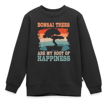 Bonsai Baum Wurzel Des Glücks - Kinder Premium Organic Sweatshirt - Schwarz - Vorne - AI Model Kid Female (0cm)