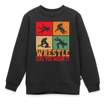 Lutte Lutteurs Lutteurs - Sweat Premium enfant bio - noir - Devant - AI Model Kid Female (0cm)