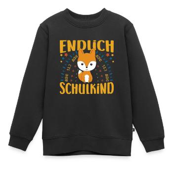 Einschulung Endlich Schulkind Mädchen - Kinder Premium Organic Sweatshirt - Schwarz - Vorne - AI Model Kid Female (0cm)