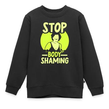 Plus de bodyshaming Bodyshaming agaçant - Sweat Premium enfant bio - noir - Devant - AI Model Kid Female (0cm)