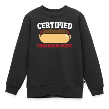 Certified Chilidogologist Chili Dog Foodie - Kinder Premium Organic Sweatshirt - Schwarz - Vorne - AI Model Kid Female (0cm)
