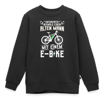 Unterschätze Niemals Einen Alten Mann Mit E-Bike - Kinder Premium Organic Sweatshirt - Schwarz - Vorne - AI Model Kid Female (0cm)