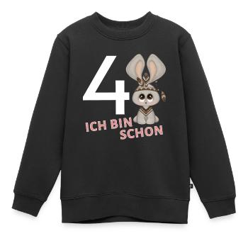 Ich bin schon 4 Jahre alt Kinder Geburtstag Hase - Kinder Premium Organic Sweatshirt - Schwarz - Vorne - AI Model Kid Female (0cm)
