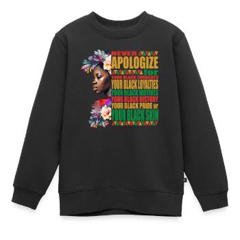 Schwarze Geschichte zitiert afroamerikanische Geschichte - Kinder Premium Organic Sweatshirt - Schwarz - Vorne - AI Model Kid Female (0cm)