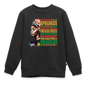 Black History et Juneteenth Proud Black Roots - Sweat Premium enfant bio - noir - Devant - AI Model Kid Female (0cm)