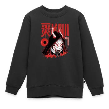 Okame Otafuku conte folklorique japonais déesse de la fortune - Sweat Premium enfant bio - noir - Devant - AI Model Kid Female (0cm)