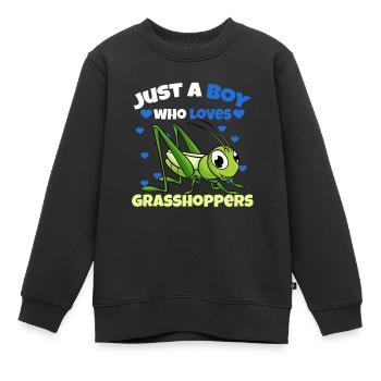 Juste un garçon qui aime les sauterelles - Sweat Premium enfant bio - noir - Devant - AI Model Kid Female (0cm)
