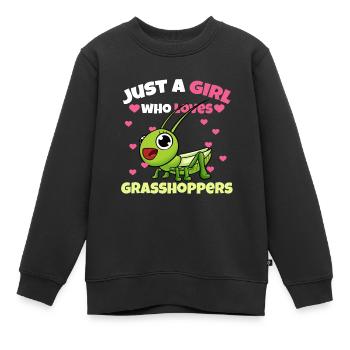 Juste une fille qui aime les sauterelles - Sweat Premium enfant bio - noir - Devant - AI Model Kid Female (0cm)
