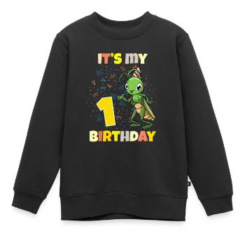 C’est ma sauterelle de 1er anniversaire - Sweat Premium enfant bio - noir - Devant - AI Model Kid Female (0cm)