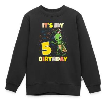 C’est ma sauterelle de 5ème anniversaire - Sweat Premium enfant bio - noir - Devant - AI Model Kid Female (0cm)