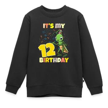C’est ma sauterelle de 12 ans - Sweat Premium enfant bio - noir - Devant - AI Model Kid Female (0cm)