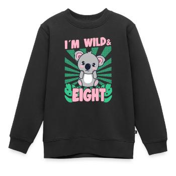 Im Wild And 8 Years Old Bday Party Gift Koala - Kinder Premium Organic Sweatshirt - Schwarz - Vorne - AI Model Kid Female (0cm)