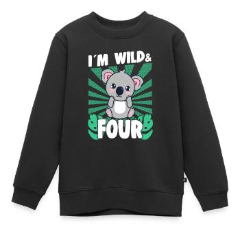 Im Wild & 4 Years Bday Party Gift Birthday Kids - Kinder Premium Organic Sweatshirt - Schwarz - Vorne - AI Model Kid Female (0cm)