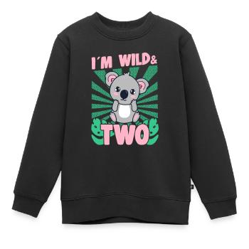 Im Wild And 2 Years-Old Bday Party Gift Koala - Kinder Premium Organic Sweatshirt - Schwarz - Vorne - AI Model Kid Female (0cm)