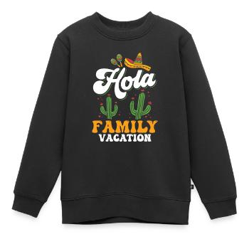 Hola Vacances en famille Vacances en famille Famille - Sweat Premium enfant bio - noir - Devant - AI Model Kid Female (0cm)