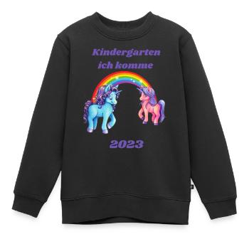 Kindergarten ich komme - Kinder Premium Organic Sweatshirt - Schwarz - Vorne - AI Model Kid Female (0cm)