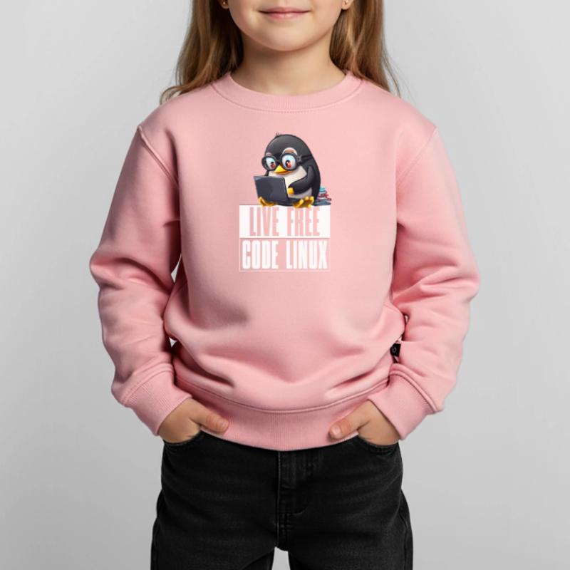 Live Free Code Linux Nerd Tux Nerdy Penguin Coding Kinder Premium Organic Sweatshirt