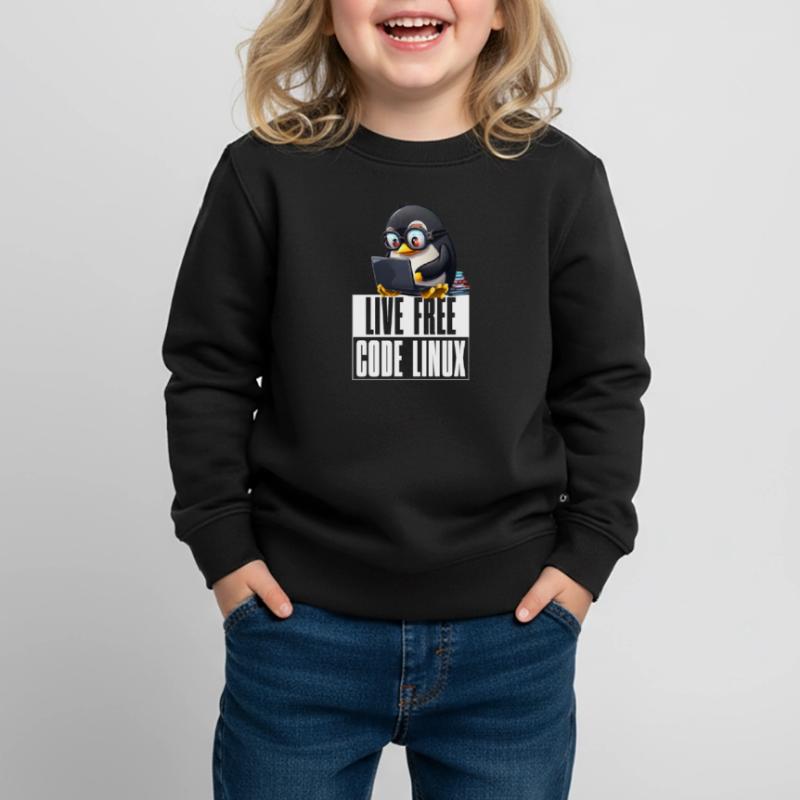 Live Free Code Linux Nerd Tux Nerdy Penguin Coding Kinder Premium Organic Sweatshirt