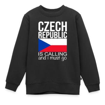Tchéquie - Sweat Premium enfant bio - noir - Devant - AI Model Kid Female (0cm)