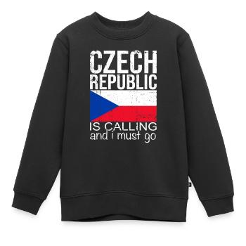 Tchéquie - Sweat Premium enfant bio - noir - Devant - AI Model Kid Female (0cm)