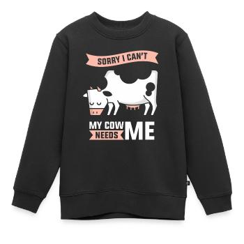 Ma vache n’a-t-elle pas besoin de moi Vache laitière Vaches - Sweat Premium enfant bio - noir - Devant - AI Model Kid Female (0cm)