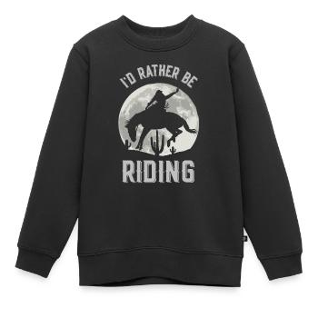 Ich Würde Lieber Reiten Reiterhof Reiter Pferd - Kinder Premium Organic Sweatshirt - Schwarz - Vorne - AI Model Kid Female (0cm)
