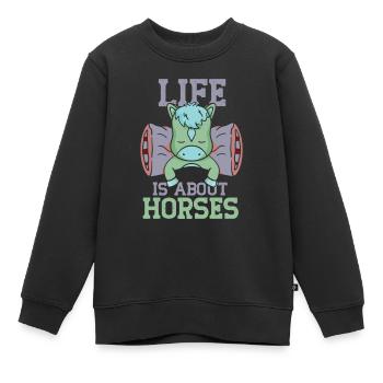 La vie se compose de chevaux d’équitation - Sweat Premium enfant bio - noir - Devant - AI Model Kid Female (0cm)