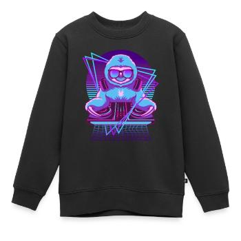 Vaporwave Faultier DJ Pult Faultier - Kinder Premium Organic Sweatshirt - Schwarz - Vorne - AI Model Kid Female (0cm)