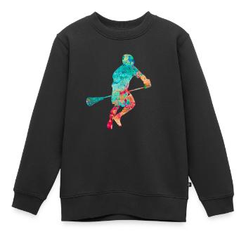 Lacrosse Spieler PopArt - Kinder Premium Organic Sweatshirt - Schwarz - Vorne - AI Model Kid Female (0cm)