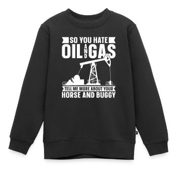Plate-forme pétrolière sarcastique - Sweat Premium enfant bio - noir - Devant - AI Model Kid Female (0cm)