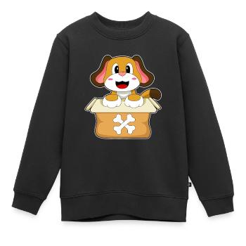 Hund Karton - Kinder Premium Organic Sweatshirt - Schwarz - Vorne - AI Model Kid Female (0cm)