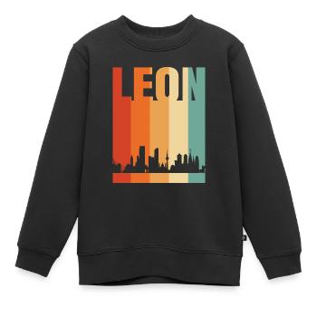 León - Kids Premium Organic Sweatshirt - black - Front - AI Model Kid Female (0cm)
