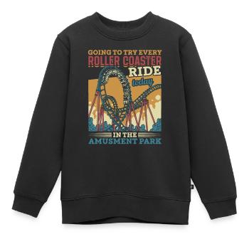 Montagnes russes parc d’attractions parc d’attractions Vintage - Sweat Premium enfant bio - noir - Devant - AI Model Kid Female (0cm)