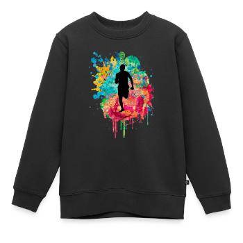 Jogging und Laufen - Kinder Premium Organic Sweatshirt - Schwarz - Vorne - AI Model Kid Female (0cm)