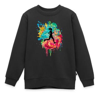 Jogging und Laufen - Kinder Premium Organic Sweatshirt - Schwarz - Vorne - AI Model Kid Female (0cm)