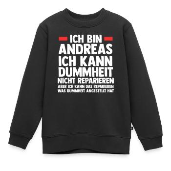 Andreas - Kinder Premium Organic Sweatshirt - Schwarz - Vorne - AI Model Kid Female (0cm)