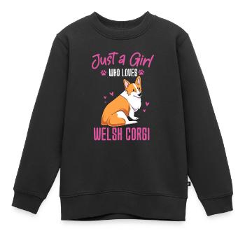 Corgi gallois - Sweat Premium enfant bio - noir - Devant - AI Model Kid Female (0cm)