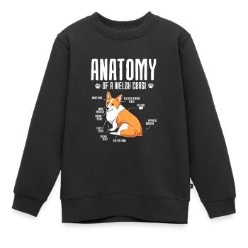 Corgi gallois - Sweat Premium enfant bio - noir - Devant - AI Model Kid Female (0cm)