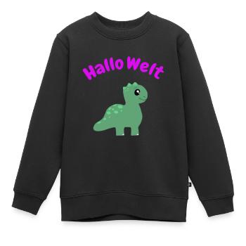 Baby Dino Hallo Welt - Kinder Premium Organic Sweatshirt - Schwarz - Vorne - AI Model Kid Female (0cm)
