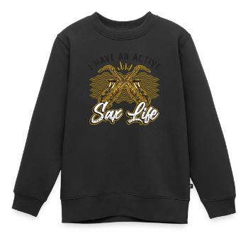 Ich Habe Ein Aktives Saxleben, Jazz-saxophon - Kinder Premium Organic Sweatshirt - Schwarz - Vorne - AI Model Kid Female (0cm)