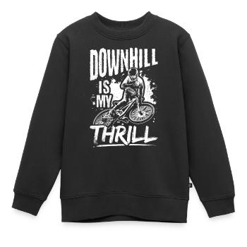 DOWNHILL IS MY THRILL - Outdoor Bikelovers Mountai - Kinder Premium Organic Sweatshirt - Schwarz - Vorne - AI Model Kid Female (0cm)