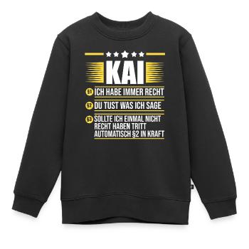 Kai - Kinder Premium Organic Sweatshirt - Schwarz - Vorne - AI Model Kid Female (0cm)